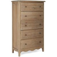 Clearance Camille Limed Oak Chest of Drawer - Tall 5 Drawer - C48553