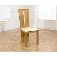 Clearance Mark Harris Arizona Oak Dining Chair - Cream Bycast Leather Seat (Pair) - G91