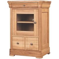 clemence richard moreno oak 2 drawer cd and dvd unit with glass door