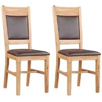 clemence richard oak dining chair with leather seat and back pair