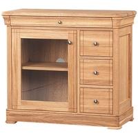 clemence richard moreno oak 3 drawer cd and dvd unit with glass door 5 ...