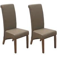 Clearance Vida Living Torino Faux Leather Dining Chair - Taupe with Oak Leg (Pair)