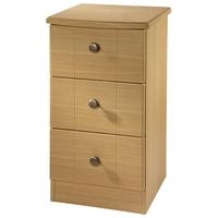 Clearance Kingston Light Oak Bedside Cabinet - 3 Drawer Locker - G393