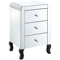 Clear Mirrored Bedside Cabinet - 3 Drawer MF3006