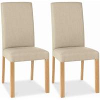 Clearance Bentley Designs Parker Oak Dining Chair - Stone Square Back (Pair)