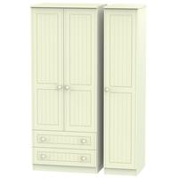 clearance warwick cream triple wardrobe with 2 drawer g413