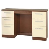 Clearance Knightsbridge Cream High Gloss Front with Cream Base Unit Dressing Table - Knee Hole Double Pedestal