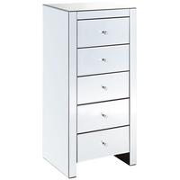 Clear Mirrored Tallboy - 5 Drawer