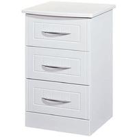 Clearance San Francisco Bay White Bedside Cabinet - 3 Drawer - C47676