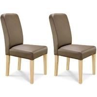 Clemence Richard Oak with Upholstered Leather Dining Chair (Pair)