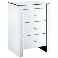 Clear Mirrored Bedside Cabinet - 3 Drawer MF1006