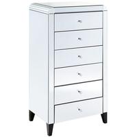 Clear Mirrored Tallboy - 6 Drawer