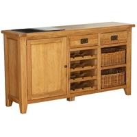 clearance vancouver petite oak buffet 1 door 2 drawer with wine rack g ...