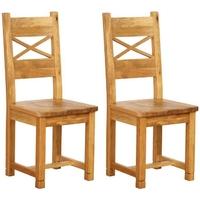 Clearance Vancouver Petite Oak Dining Chair - with Cross Back Timber Seat (Pair) - G445