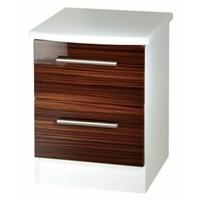 Clearance Knightsbridge Ebony and White Bedside Cabinet - 2 Drawer Locker - G386