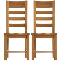 Clearance Oakley Rustic Dining Chair - Ladder Back Wooden Seat (Pair) - G51