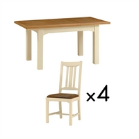 Clermont Painted 125cm-165cm Dining Set with 4 Chairs