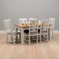 Clermont Grey Painted 160-205cm Ext. Table and 6 Chairs