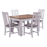 Clermont Grey Painted 125-165cm Ext. Table and 4 Chairs