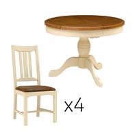 Clermont Shabby Chic Round Table and 4 Chairs
