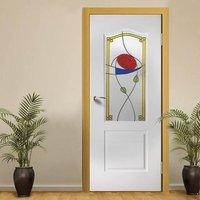 Classic Grained Pvc Door - Rennie MacIntosh Style Colour Toughened Glass