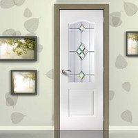 Classic Grained Pvc Door - Starburst Style Toughened Glass