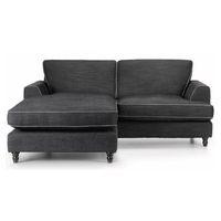 Clyde Reversible Chaise Sofa Dark Grey with Light Grey Piping