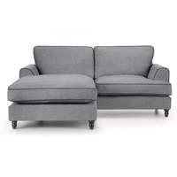 Clyde Reversible Chaise Sofa Light Grey with Dark Grey Piping