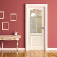 Classique 6 Light Door with Bevelled Clear Glass is Woodgrained & Primed