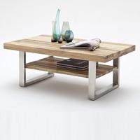 Clapton Wooden Coffee Table In Wild Oak And Stainless Steel