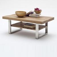 Clapton Wooden Coffee Table In Bassano Oak And Stainless Steel