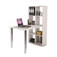 Cleveland Computer Desk In White With Bookcase