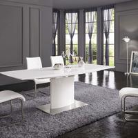 Clintock Extendable Dining Table In White Gloss With Chrome Base