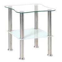 Clear Glass Side Table With Frosted Undershelf