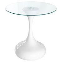 Clessidre Clear Side Table In Glass Top With White Gloss Base