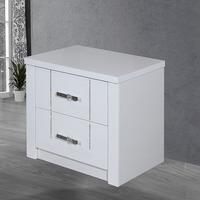 Cloral Bedside Cabinet In White Gloss With 2 Drawer And Diamante