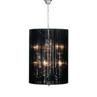 Clear Drops and Black Ribbed Shade Chandelier