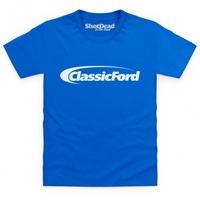 classic ford white logo kids t shirt