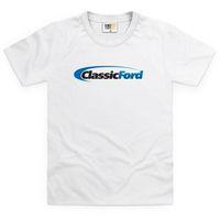 classic ford black blue logo kids t shirt