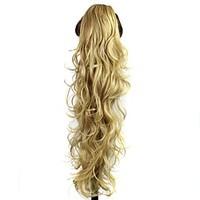 claw clip synthetic 28 inch golden blonde long curly ponytail