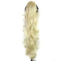 Claw Clip Synthetic 28 Inch Blonde Long Curly Ponytail