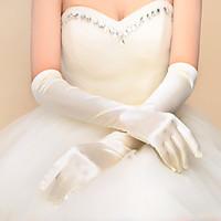 Classical Elbow Length Fingertips Glove Elastic Satin Bridal Gloves