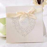 Classic Heart Design Square Wedding Invitation With Ribbon Bowknot (Set of 50)