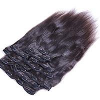 Clip In Hair Extension Yaki Straight Brazilian Hair Natrual Black Yaki Straight Clip In Human Hair Weaves 8Pcs/Set 10-26 Inch