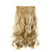 Clip In Hair Extensions Hairpiece 23inch 58cm 110g Curly Wavy Hair Extension Synthetic Heat Resistant D1010 27H613#