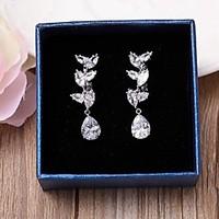 Clip Earrings AAA Cubic Zirconia Tassel Drop Jewelry ForWedding Party Anniversary Birthday Gifts