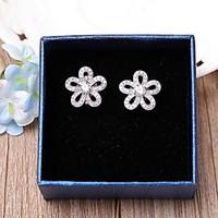 Clip Earrings AAA Cubic Zirconia Flower Style Jewelry ForWedding Party Special Occasion Anniversary Graduation Gift