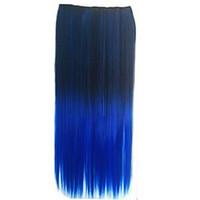 clip in synthetic straight hair extensions with 5 clips two tone color ...