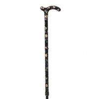 Classic Canes Slimline Chelsea Walking Stick, Black & Pink Floral, Slimline Chelsea Walking Stick
