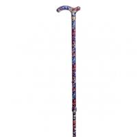 Classic Canes Slimline Chelsea Walking Stick, Dark Blue Floral, Slimline Chelsea Walking Stick